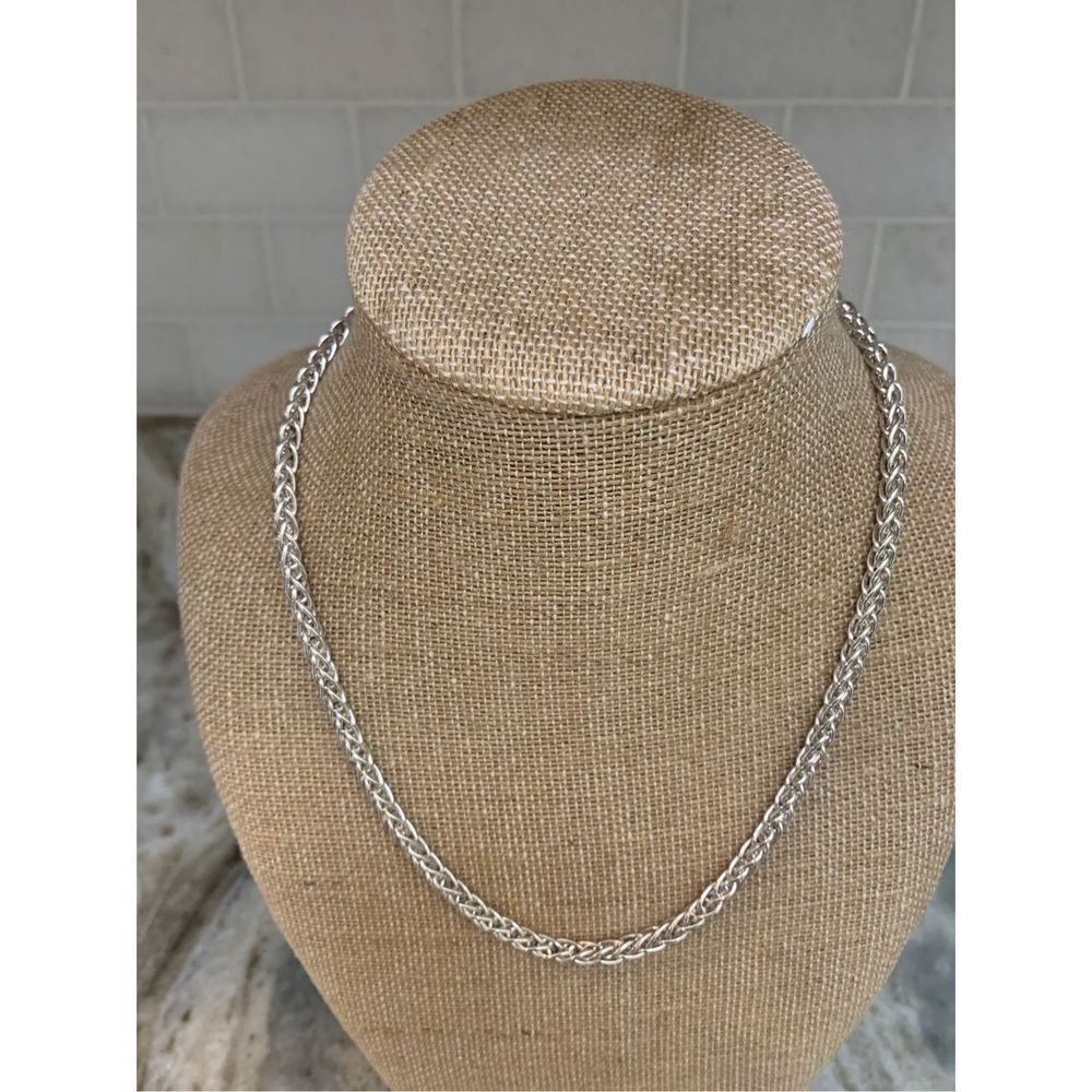 .925 Sterling Silver 18” Curb Braid Necklace #Italy